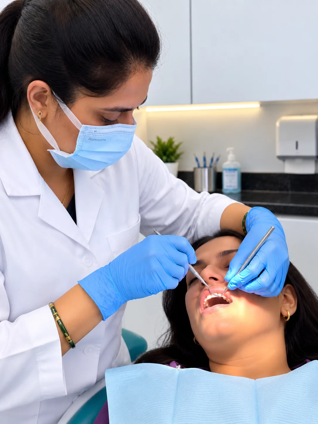 Dr Shivani Tomar providing dental care to a patient at Vijay Dental and Orthodontic Clinic
