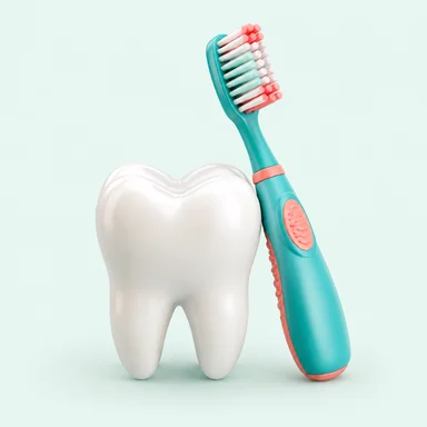 Baby tooth and child toothbrush illustration